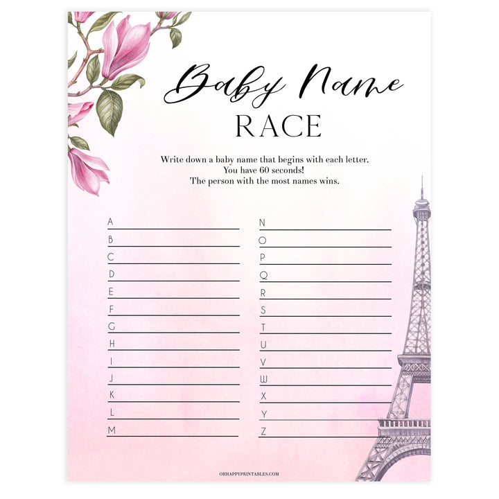 Baby Name Race Game - Parisian