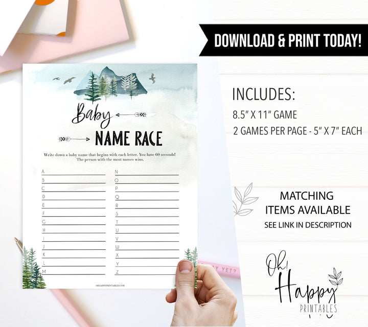 baby name race game, Printable baby shower games, adventure awaits baby games, baby shower games, fun baby shower ideas, top baby shower ideas, adventure awaits baby shower, baby shower games, fun adventure baby shower ideas