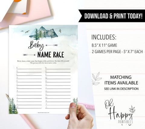 baby name race game, Printable baby shower games, adventure awaits baby games, baby shower games, fun baby shower ideas, top baby shower ideas, adventure awaits baby shower, baby shower games, fun adventure baby shower ideas