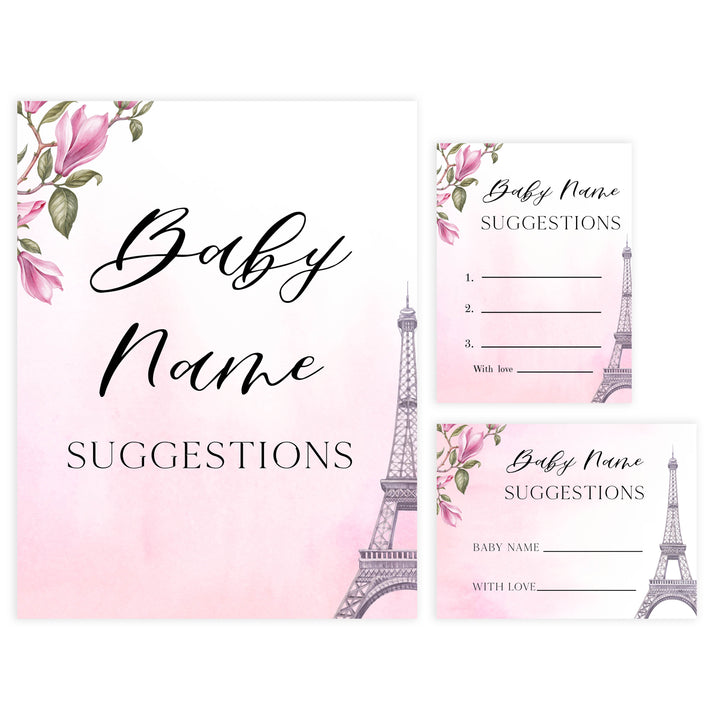 baby name suggestions, Parisian baby shower games, printable baby shower games, Paris baby shower games, fun baby shower games
