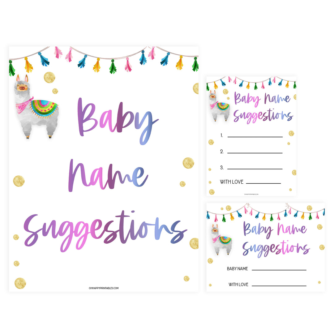 baby name suggestions game, Printable baby shower games, llama fiesta fun baby games, baby shower games, fun baby shower ideas, top baby shower ideas, Llama fiesta shower baby shower, fiesta baby shower ideas