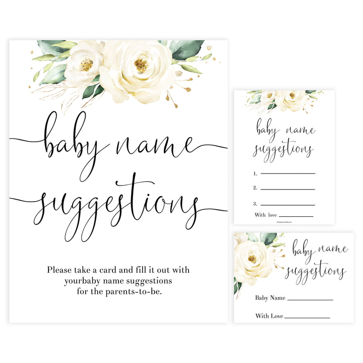 baby name suggestions game, Printable baby shower games, shite floral baby games, baby shower games, fun baby shower ideas, top baby shower ideas, floral baby shower, baby shower games, fun floral baby shower ideas