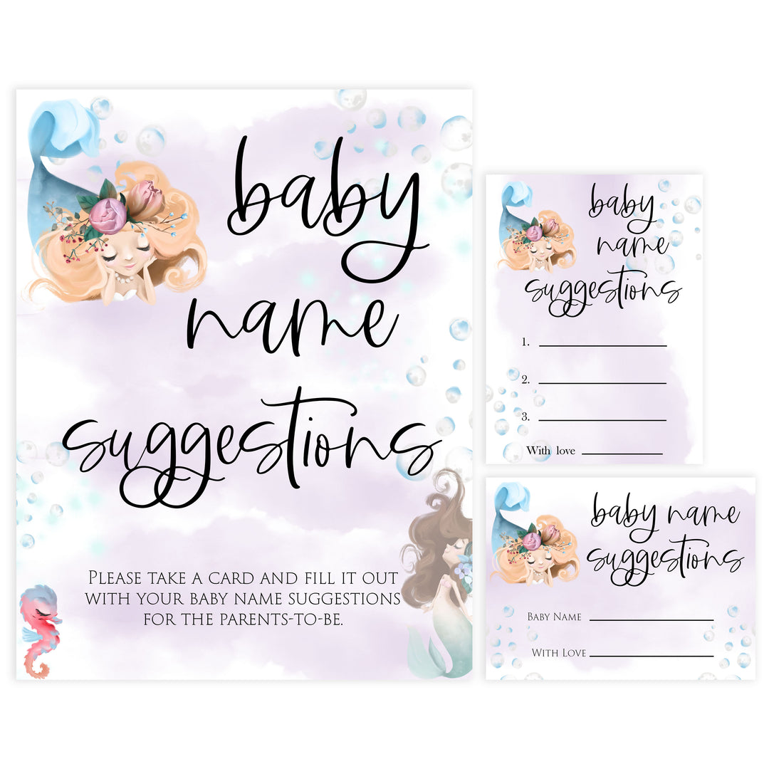 baby name suggestions game, Printable baby shower games, little mermaid baby games, baby shower games, fun baby shower ideas, top baby shower ideas, little mermaid baby shower, baby shower games, pink hearts baby shower ideas