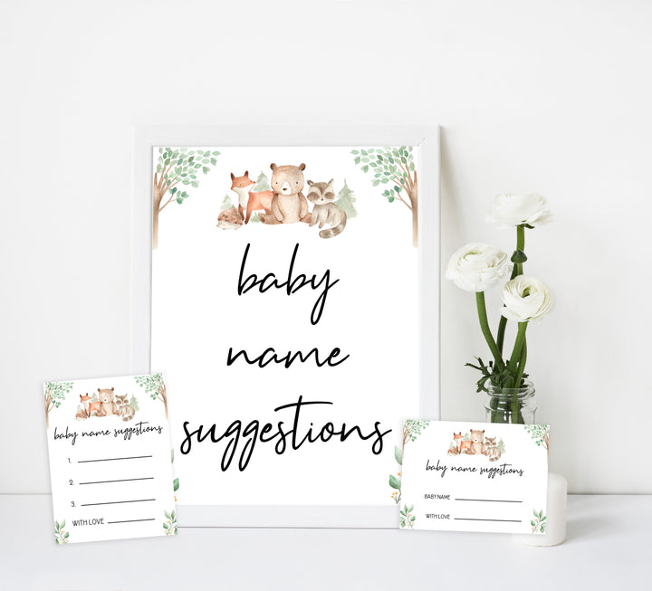 baby name suggestions game, Printable baby shower games, woodland animals baby games, baby shower games, fun baby shower ideas, top baby shower ideas, woodland baby shower, baby shower games, fun woodland animals baby shower ideas