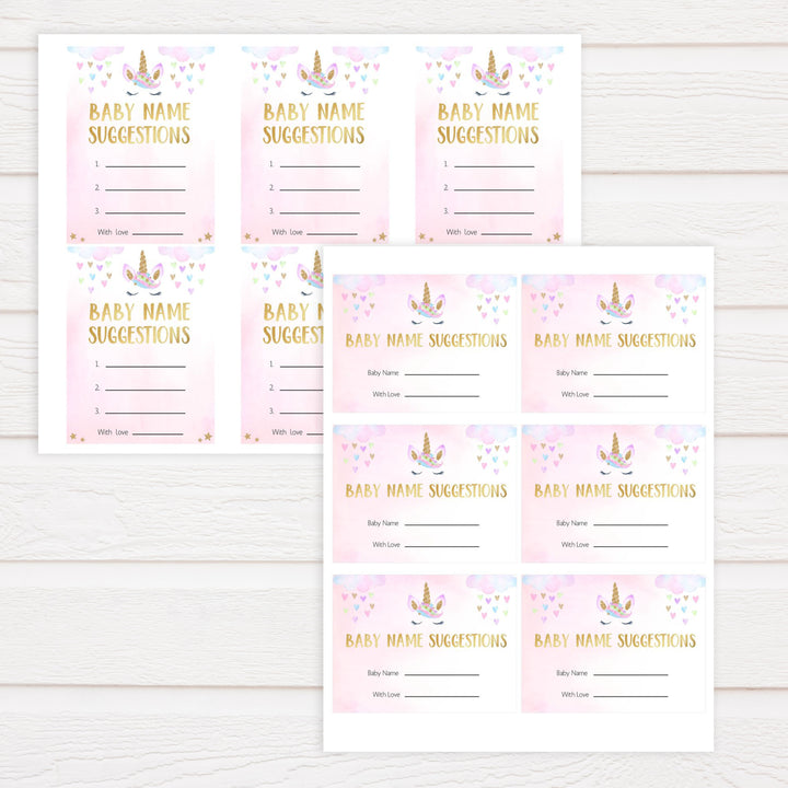 baby name suggestions game, Printable baby shower games, unicorn baby games, baby shower games, fun baby shower ideas, top baby shower ideas, unicorn baby shower, baby shower games, fun unicorn baby shower ideas