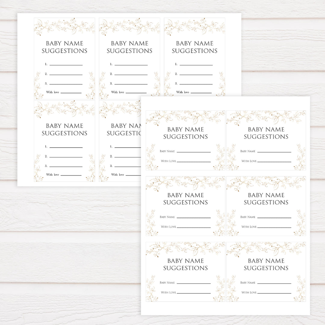 baby name suggestions game, Printable baby shower games, gold leaf baby games, baby shower games, fun baby shower ideas, top baby shower ideas, gold leaf baby shower, baby shower games, fun gold leaf baby shower ideas