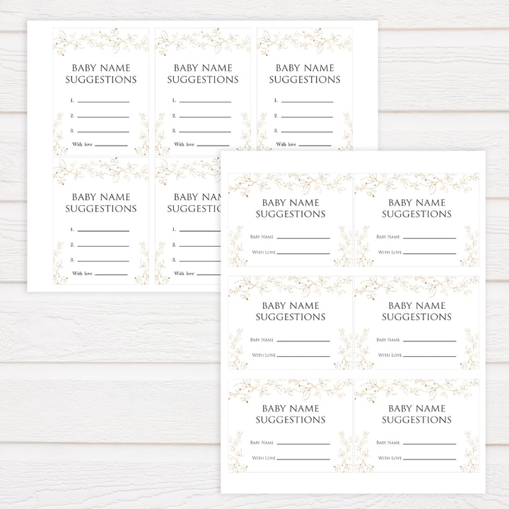 baby name suggestions game, Printable baby shower games, gold leaf baby games, baby shower games, fun baby shower ideas, top baby shower ideas, gold leaf baby shower, baby shower games, fun gold leaf baby shower ideas