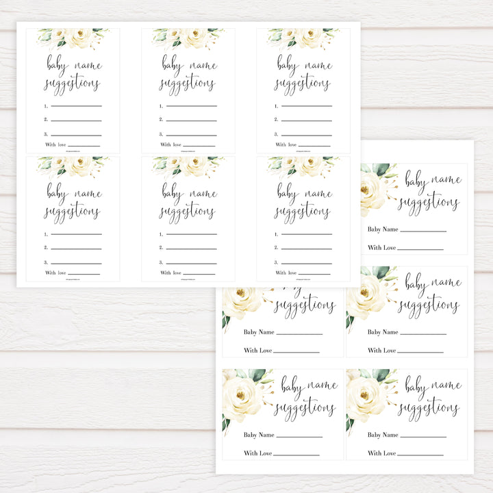 baby name suggestions game, Printable baby shower games, shite floral baby games, baby shower games, fun baby shower ideas, top baby shower ideas, floral baby shower, baby shower games, fun floral baby shower ideas
