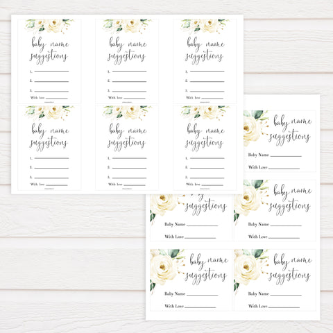 baby name suggestions game, Printable baby shower games, shite floral baby games, baby shower games, fun baby shower ideas, top baby shower ideas, floral baby shower, baby shower games, fun floral baby shower ideas