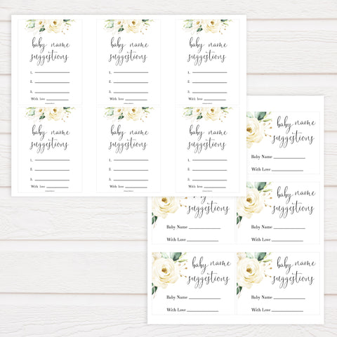baby name suggestions game, Printable baby shower games, shite floral baby games, baby shower games, fun baby shower ideas, top baby shower ideas, floral baby shower, baby shower games, fun floral baby shower ideas