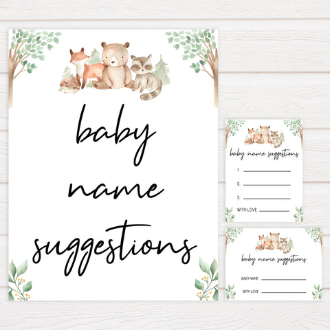 baby name suggestions game, Printable baby shower games, woodland animals baby games, baby shower games, fun baby shower ideas, top baby shower ideas, woodland baby shower, baby shower games, fun woodland animals baby shower ideas