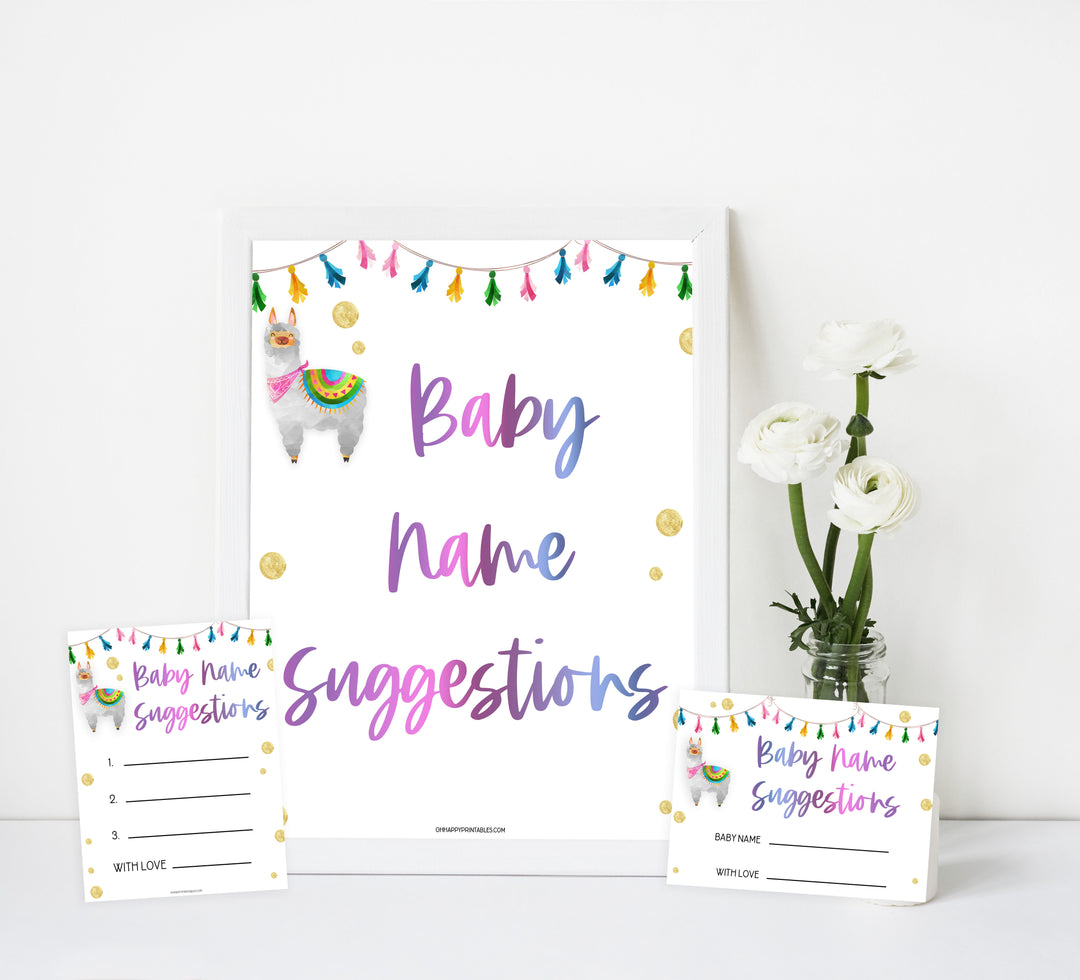 baby name suggestions game, Printable baby shower games, llama fiesta fun baby games, baby shower games, fun baby shower ideas, top baby shower ideas, Llama fiesta shower baby shower, fiesta baby shower ideas