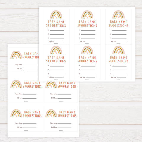 baby name suggestions game, Printable baby shower games, boho rainbow baby games, baby shower games, fun baby shower ideas, top baby shower ideas, boho rainbow baby shower, baby shower games, fun boho rainbow baby shower ideas