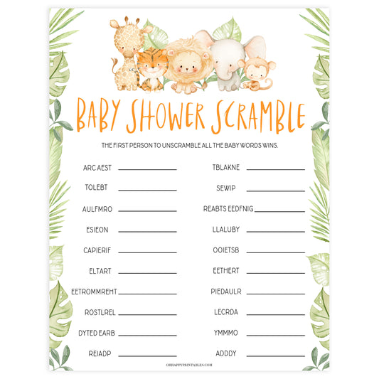 baby shower scramble, baby word scramble game, Printable baby shower games, safari animals baby games, baby shower games, fun baby shower ideas, top baby shower ideas, safari animals baby shower, baby shower games, fun baby shower ideas