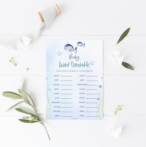 baby word scramble game, Printable baby shower games, whale baby games, baby shower games, fun baby shower ideas, top baby shower ideas, whale baby shower, baby shower games, fun whale baby shower ideas