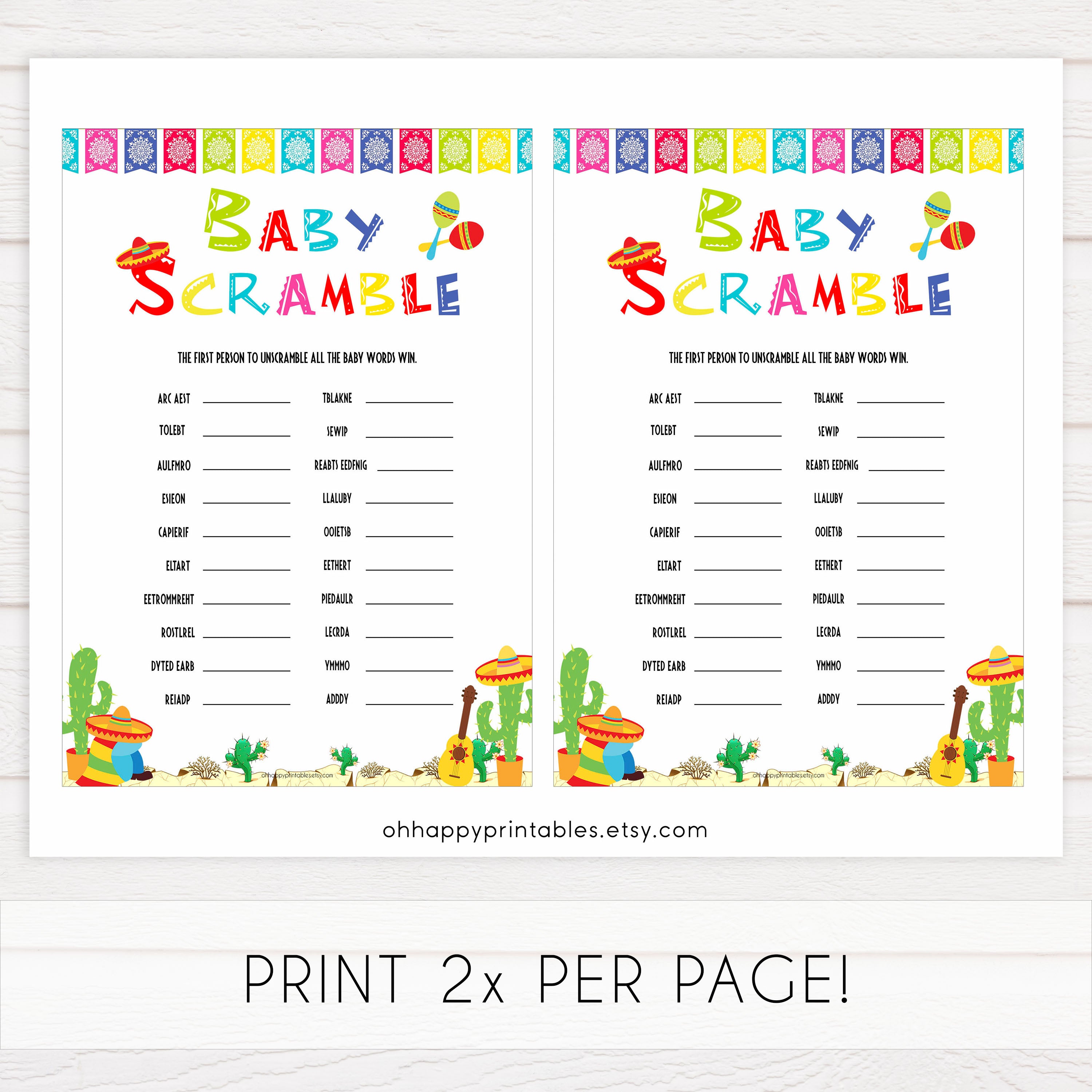 baby shower scramble, baby word jumble, Printable baby shower games, Mexican fiesta fun baby games, baby shower games, fun baby shower ideas, top baby shower ideas, fiesta shower baby shower, fiesta baby shower ideas