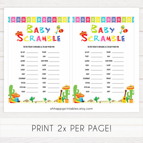 baby shower scramble, baby word jumble, Printable baby shower games, Mexican fiesta fun baby games, baby shower games, fun baby shower ideas, top baby shower ideas, fiesta shower baby shower, fiesta baby shower ideas