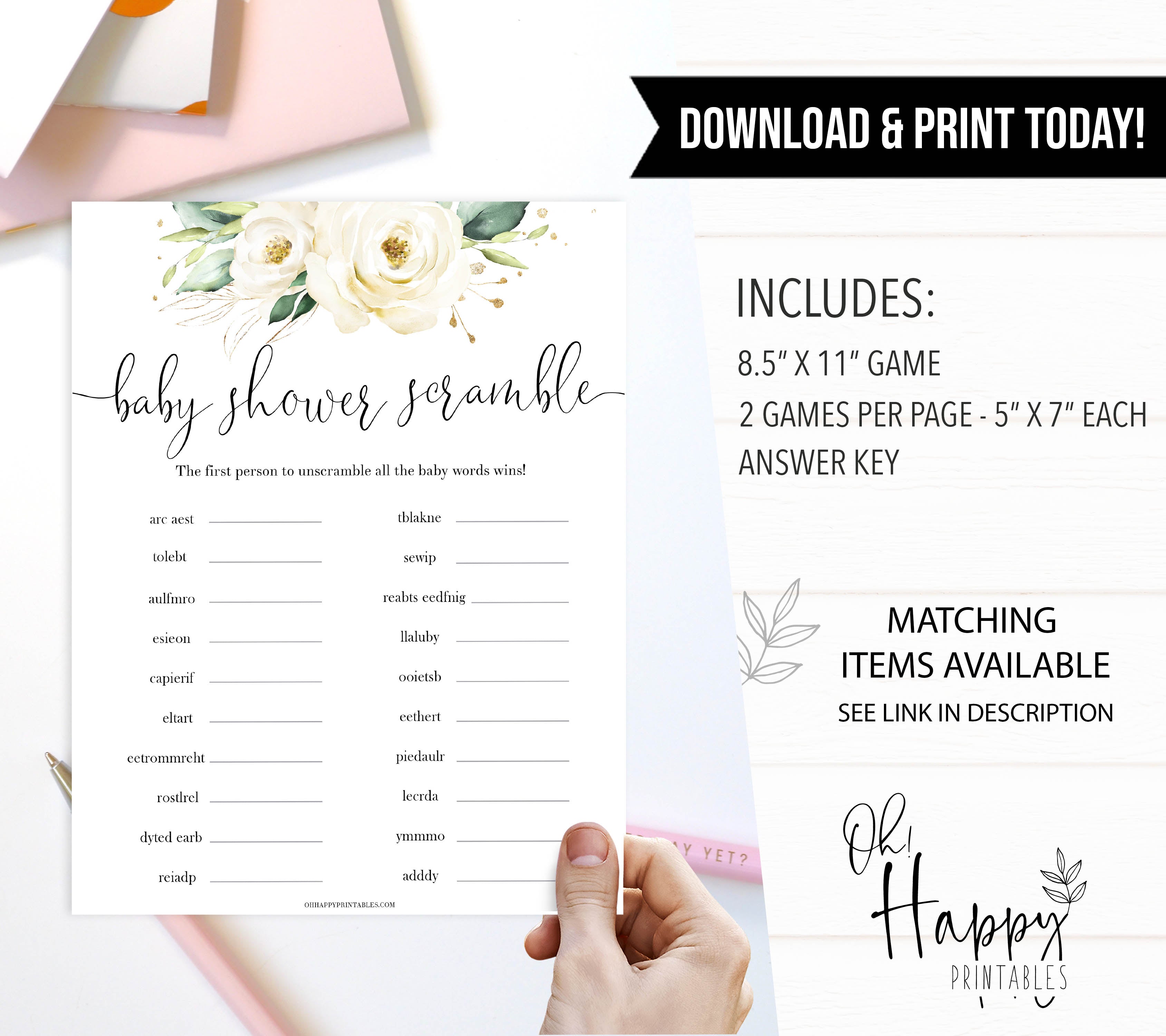 baby word scramble game, Printable baby shower games, shite floral baby games, baby shower games, fun baby shower ideas, top baby shower ideas, floral baby shower, baby shower games, fun floral baby shower ideas