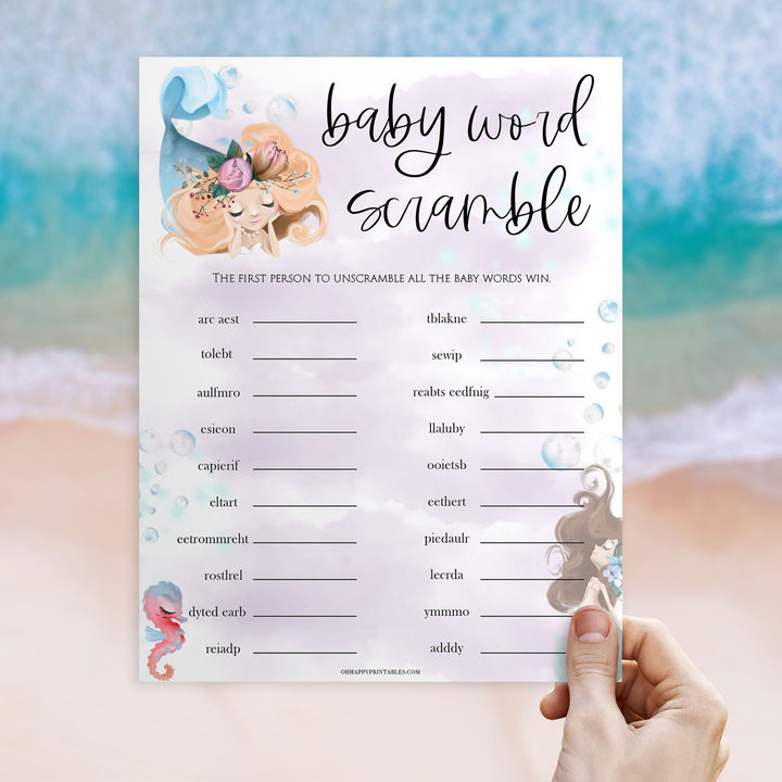 baby word scramble game, Printable baby shower games, little mermaid baby games, baby shower games, fun baby shower ideas, top baby shower ideas, little mermaid baby shower, baby shower games, pink hearts baby shower ideas