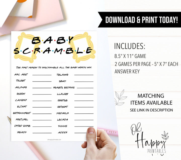 baby scramble game, Printable baby shower games, friends fun baby games, baby shower games, fun baby shower ideas, top baby shower ideas, friends baby shower, friends baby shower ideas