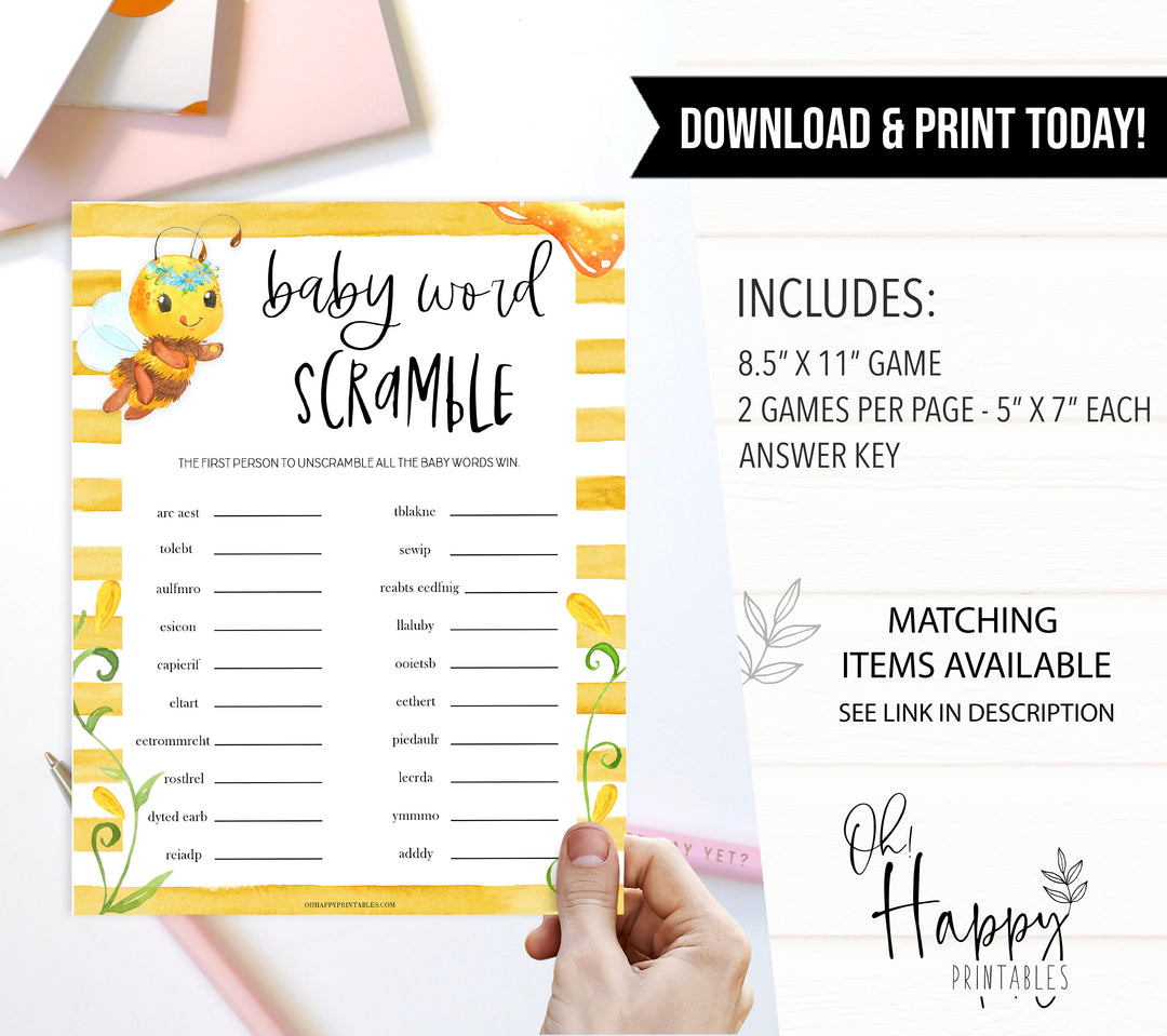 baby word scramble game, Printable baby shower games, mommy bee fun baby games, baby shower games, fun baby shower ideas, top baby shower ideas, mommy to bee baby shower, friends baby shower ideas