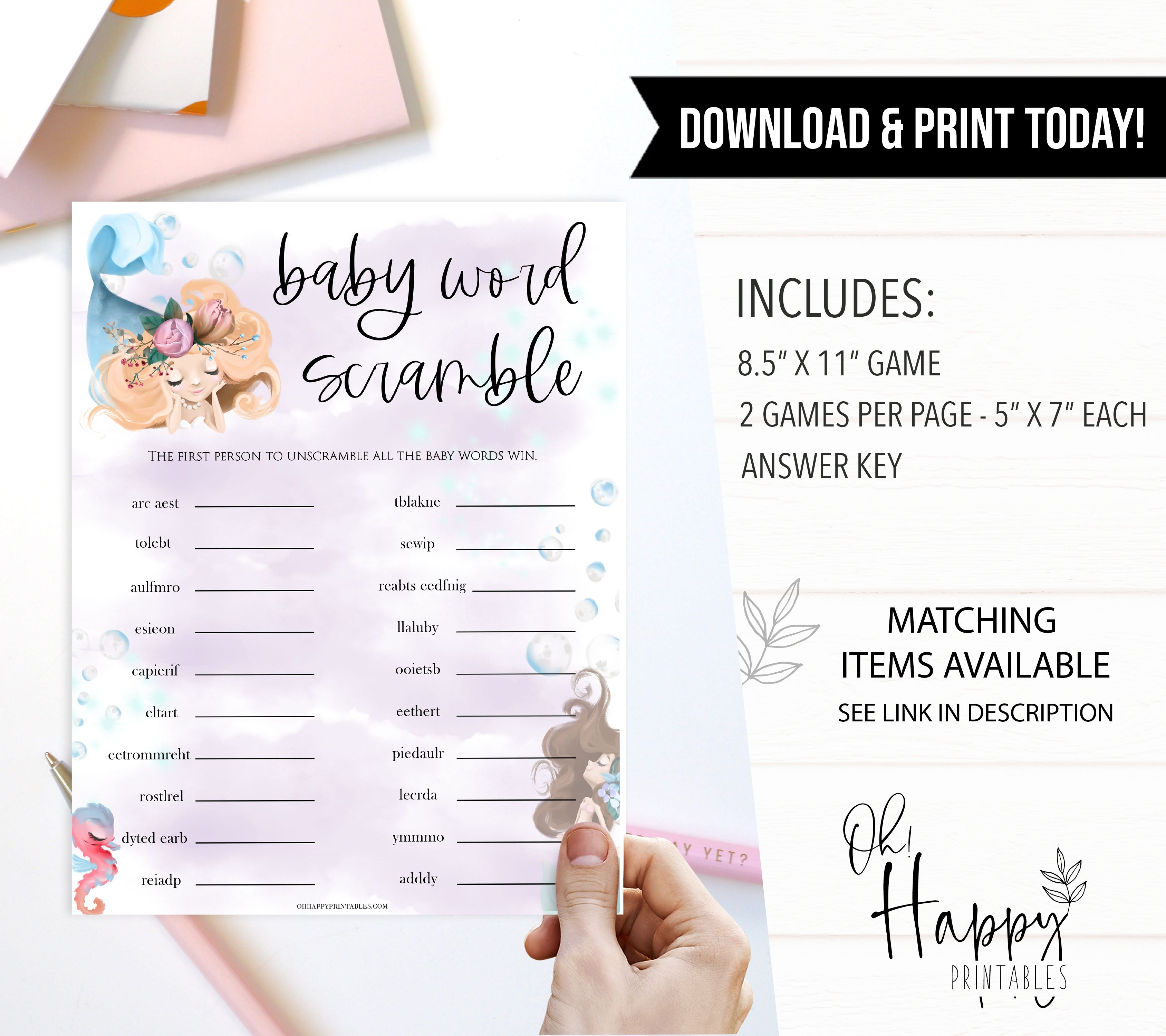 baby word scramble game, Printable baby shower games, little mermaid baby games, baby shower games, fun baby shower ideas, top baby shower ideas, little mermaid baby shower, baby shower games, pink hearts baby shower ideas