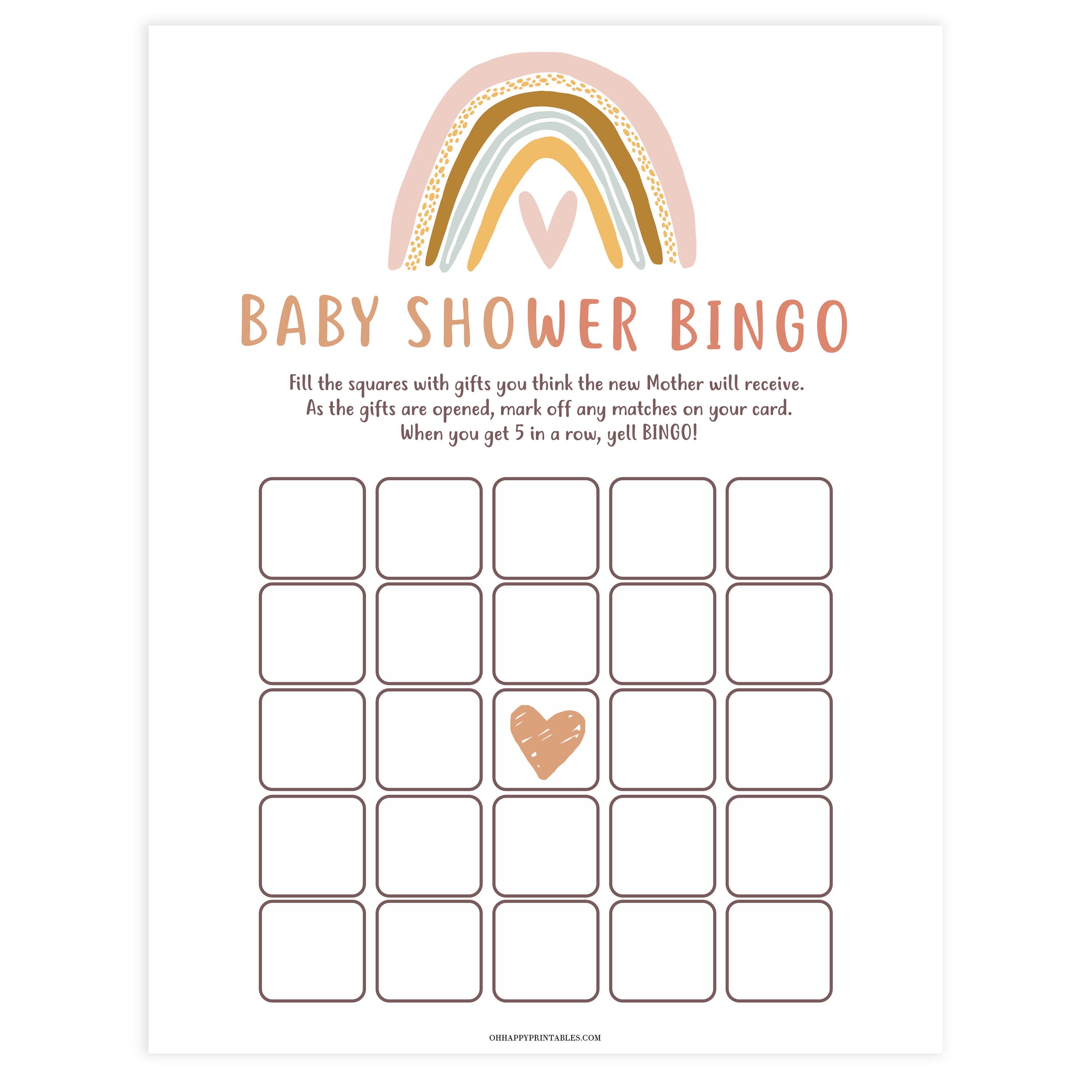 baby bingo game, Printable baby shower games, boho rainbow baby games, baby shower games, fun baby shower ideas, top baby shower ideas, boho rainbow baby shower, baby shower games, fun boho rainbow baby shower ideas