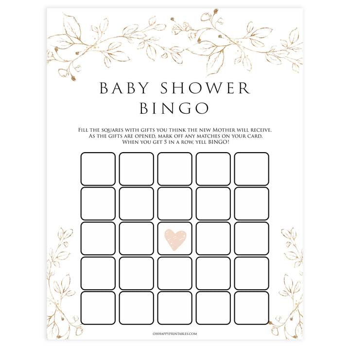 baby shower bingo, Printable baby shower games, gold leaf baby games, baby shower games, fun baby shower ideas, top baby shower ideas, gold leaf baby shower, baby shower games, fun gold leaf baby shower ideas