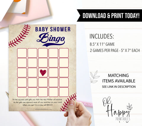 Baseball Baby Shower Bingo, Baseball Baby Shower Games, Baseball Baby Bingo Game, Printable Baby Shower Games, Baby Shower Games, printable baby shower games, fun baby shower games, popular baby shower games
