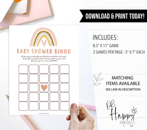 baby bingo game, Printable baby shower games, boho rainbow baby games, baby shower games, fun baby shower ideas, top baby shower ideas, boho rainbow baby shower, baby shower games, fun boho rainbow baby shower ideas