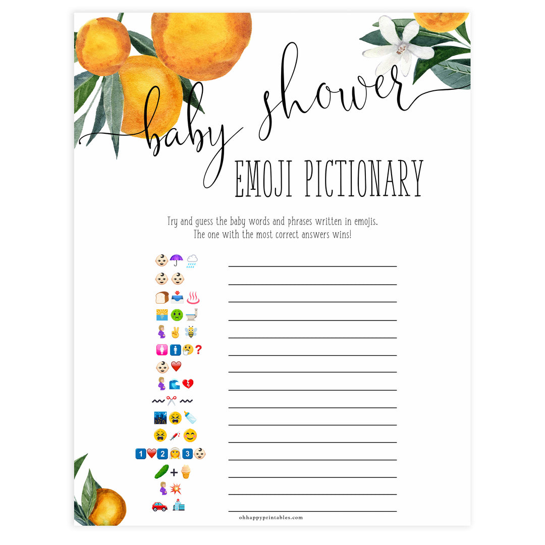 baby shower emoji pictionary game, Printable baby shower games, little cutie baby games, baby shower games, fun baby shower ideas, top baby shower ideas, little cutie baby shower, baby shower games, fun little cutie baby shower ideas, citrus baby shower games, citrus baby shower, orange baby shower