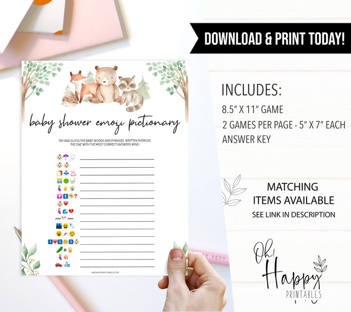baby shower emoji pictionary game, Printable baby shower games, woodland animals baby games, baby shower games, fun baby shower ideas, top baby shower ideas, woodland baby shower, baby shower games, fun woodland animals baby shower ideas