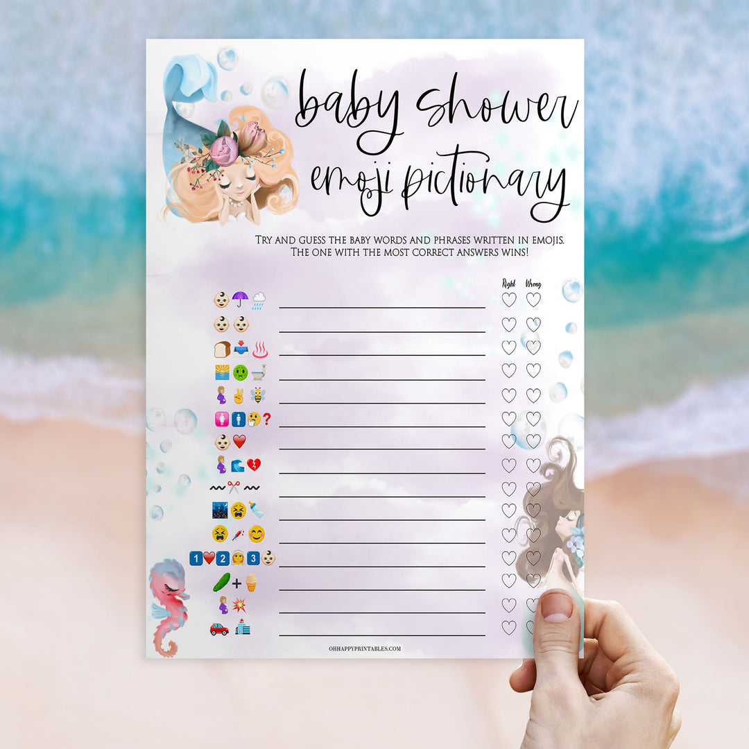 baby shower emoji pictionary game, Printable baby shower games, little mermaid baby games, baby shower games, fun baby shower ideas, top baby shower ideas, little mermaid baby shower, baby shower games, pink hearts baby shower ideas