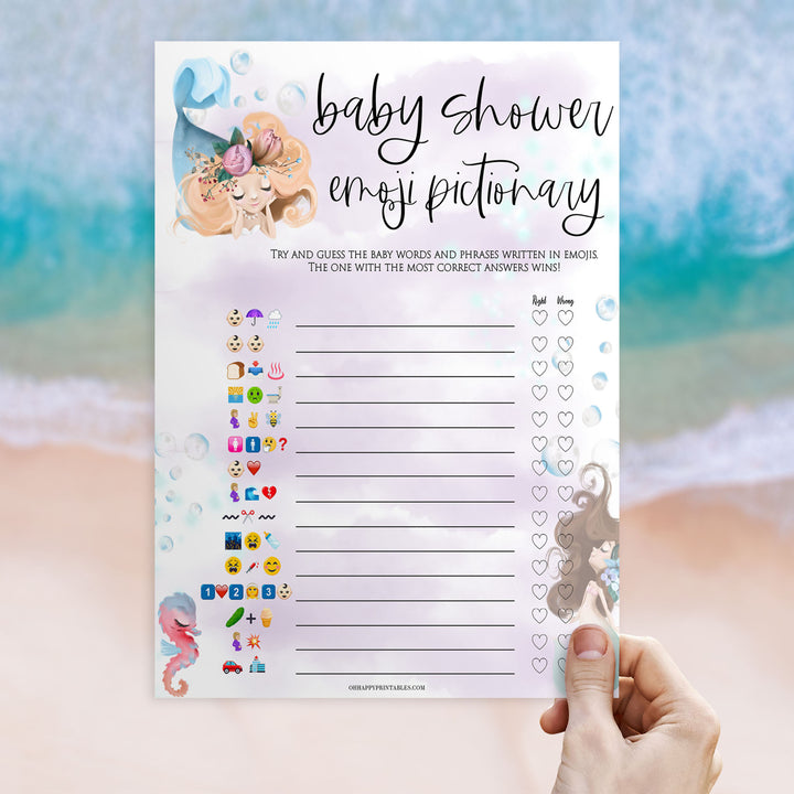 baby shower emoji pictionary game, Printable baby shower games, little mermaid baby games, baby shower games, fun baby shower ideas, top baby shower ideas, little mermaid baby shower, baby shower games, pink hearts baby shower ideas