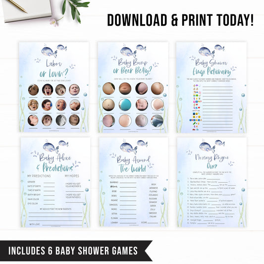 whale baby games bundle, Printable baby shower games, whale baby games, baby shower games, fun baby shower ideas, top baby shower ideas, whale baby shower, baby shower games, fun whale baby shower ideas
