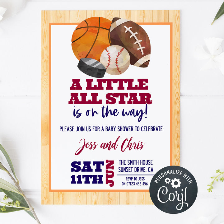 basketball baby shower invitations, printable baby shower invitations, editable baby shower invitations, slam dunk baby shower, fun baby shower invitations