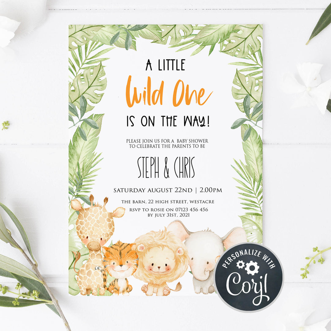 editable safari animals baby shower invitation, printable safari baby shower invitation, safari animal baby invites, safari animals baby shower