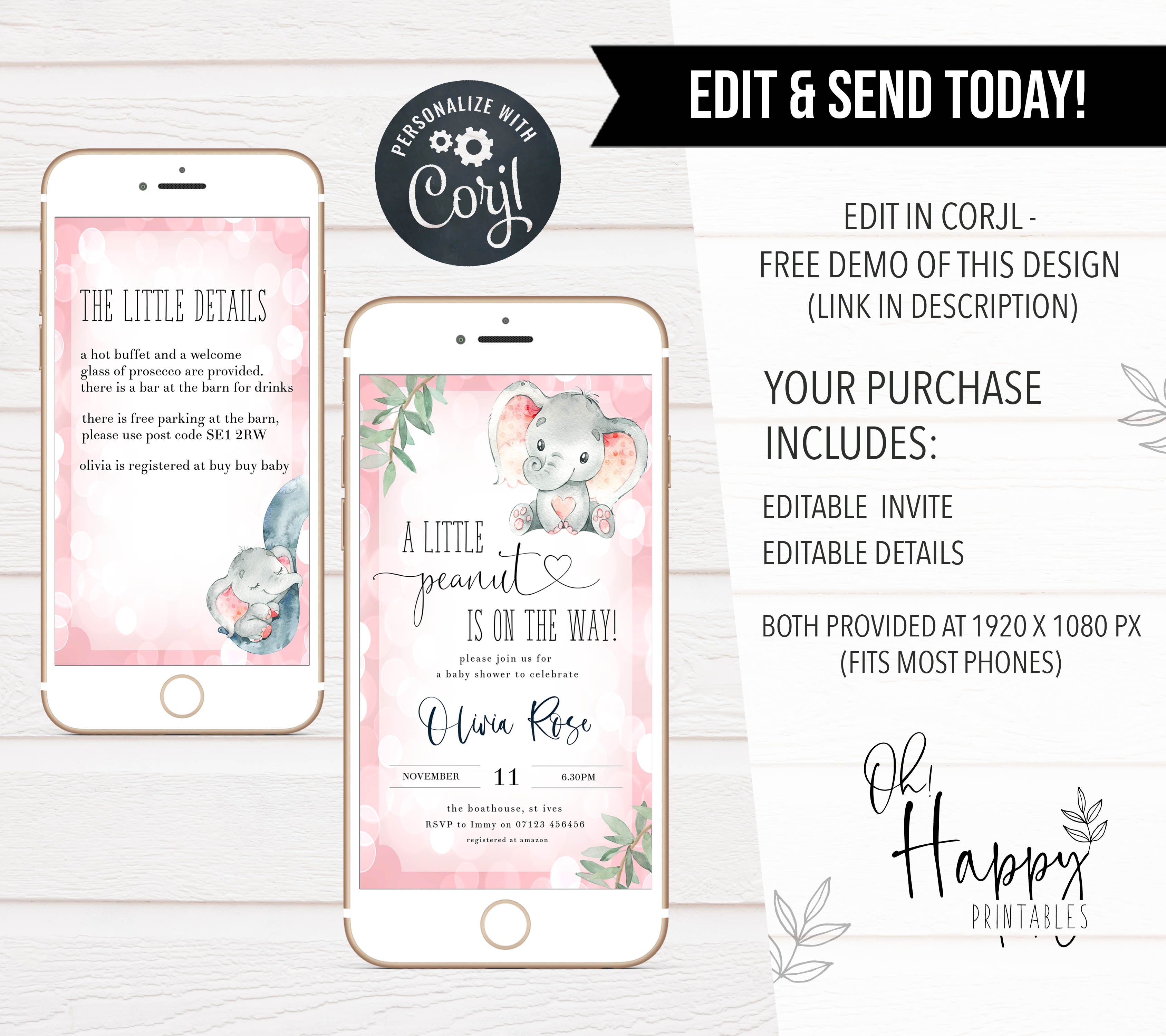 pink elephant baby shower invitations, printable baby shower invitations, editable baby shower invitations, pink elephant baby shower invitations, mobile baby shower invites