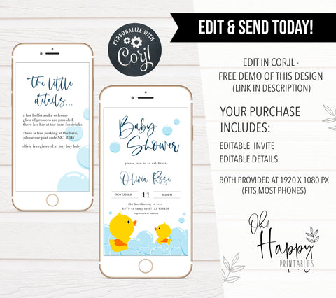 rubber ducky baby shower, printable baby shower invitations, editable baby shower invitations, rubber ducky baby invites, mobile baby shower invitations, mobile invites