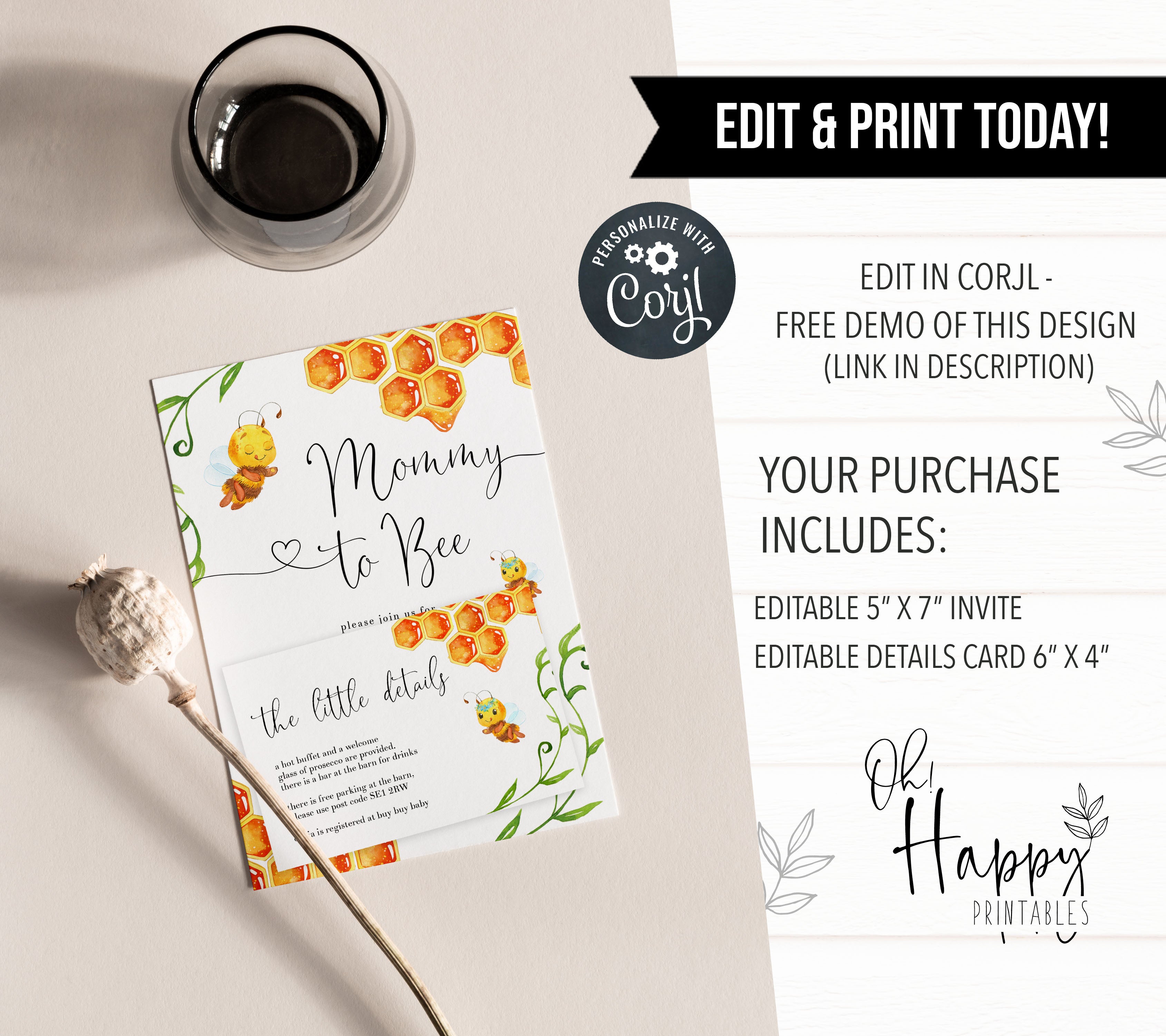 mommy bee baby shower invitations, editable baby shower invitations, printable baby shower invitations, baby shower invitations mobile