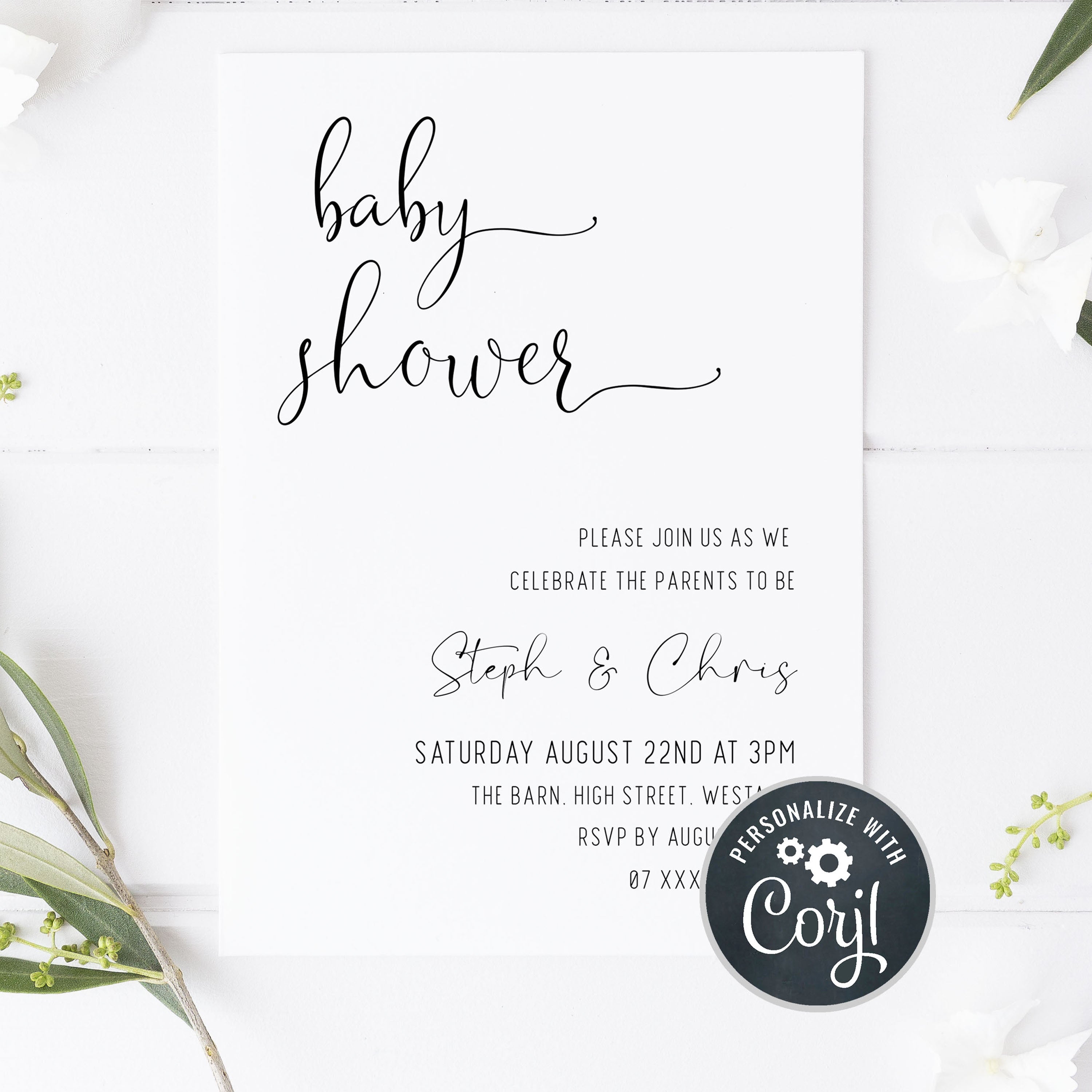 editable baby shower invitations, minimalist baby shower invitations, printable baby shower invite