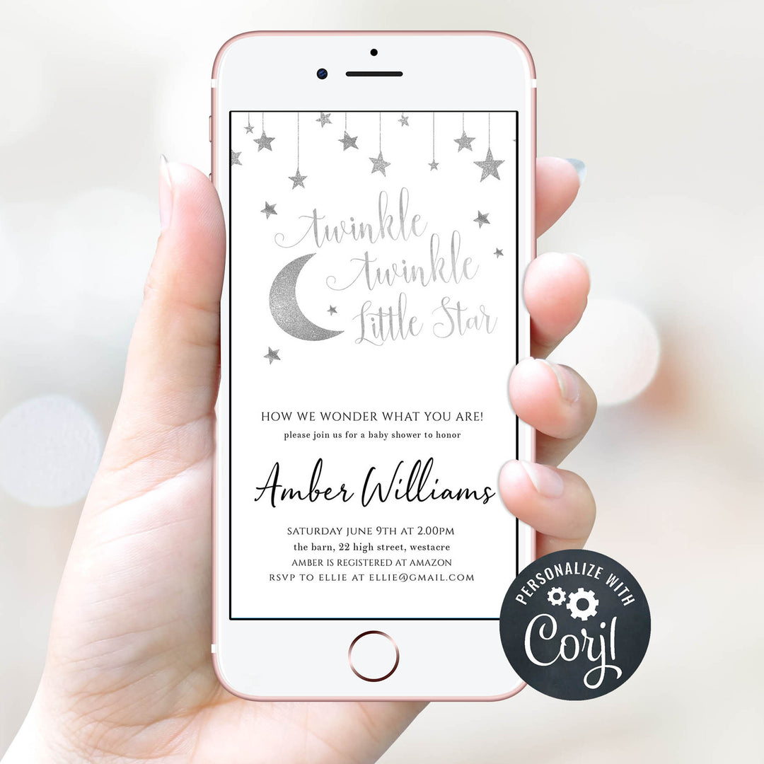 little star baby shower invitations, printable baby shower invitations, editable baby shower invitations, twinkle little star baby shower invitations, baby invites