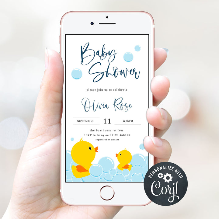 rubber ducky baby shower, printable baby shower invitations, editable baby shower invitations, rubber ducky baby invites, mobile baby shower invitations, mobile invites