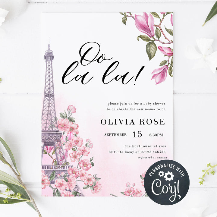 editable baby shower invitations, printable baby shower invitations, paris themed baby shower invitations, parisian baby shower theme, mobile baby invitations