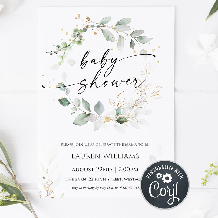 editable baby shower invite, floral baby shower invitation, floral baby shower, baby shower invites