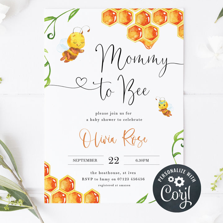 mommy bee baby shower invitations, editable baby shower invitations, printable baby shower invitations, baby shower invitations mobile