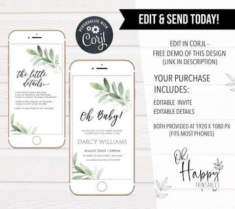editable baby shower invitations, mobile baby shower invite, evite baby shower, botanical baby shower invitations, printable baby shower invitations, baby shower invite
