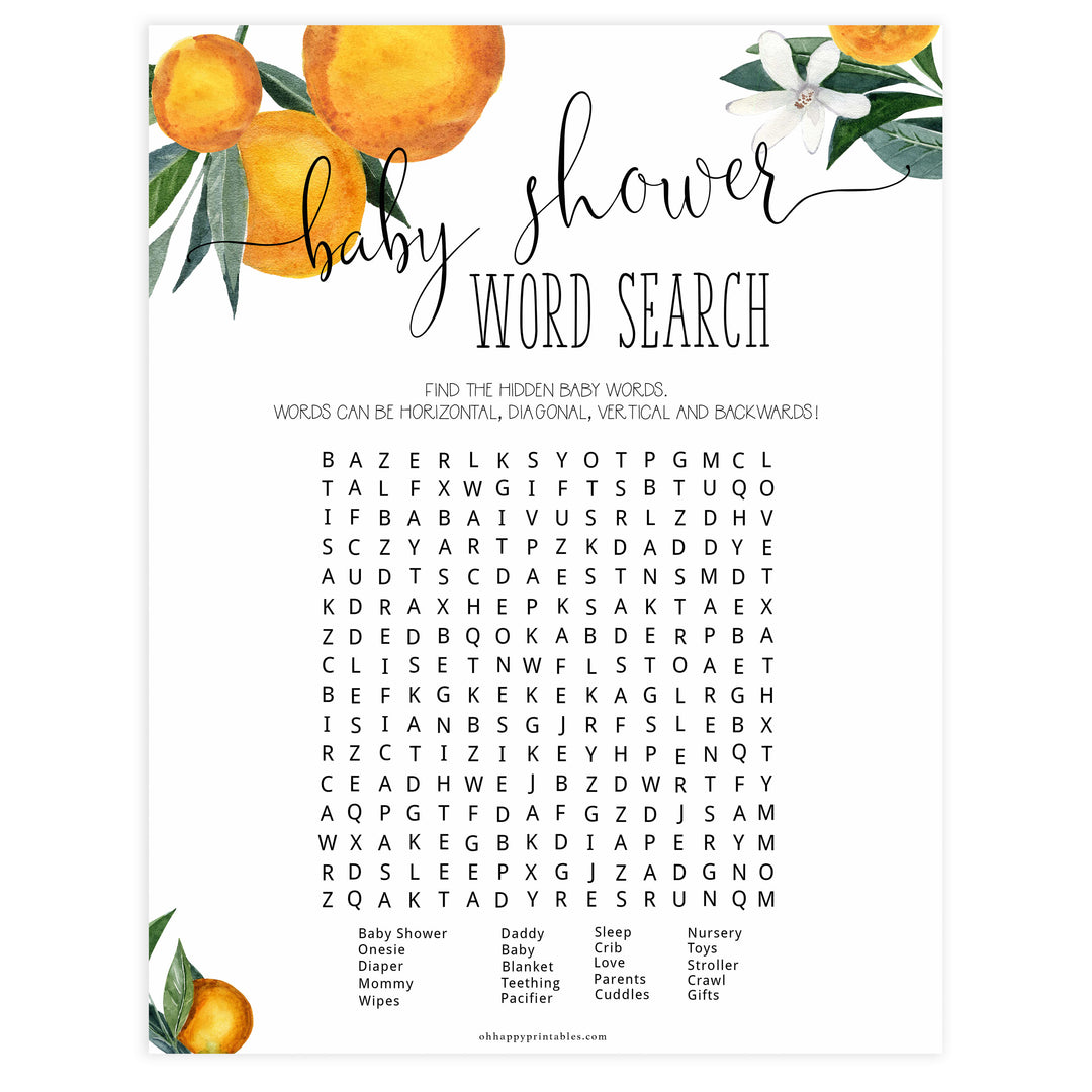 baby shower word search game, Printable baby shower games, little cutie baby games, baby shower games, fun baby shower ideas, top baby shower ideas, little cutie baby shower, baby shower games, fun little cutie baby shower ideas, citrus baby shower games, citrus baby shower, orange baby shower