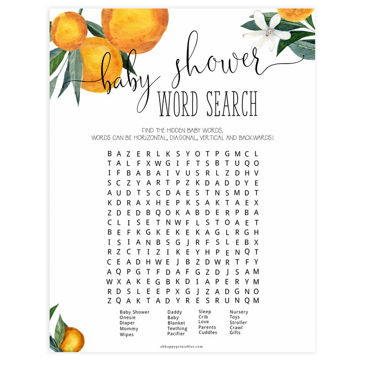baby shower word search game, Printable baby shower games, little cutie baby games, baby shower games, fun baby shower ideas, top baby shower ideas, little cutie baby shower, baby shower games, fun little cutie baby shower ideas, citrus baby shower games, citrus baby shower, orange baby shower
