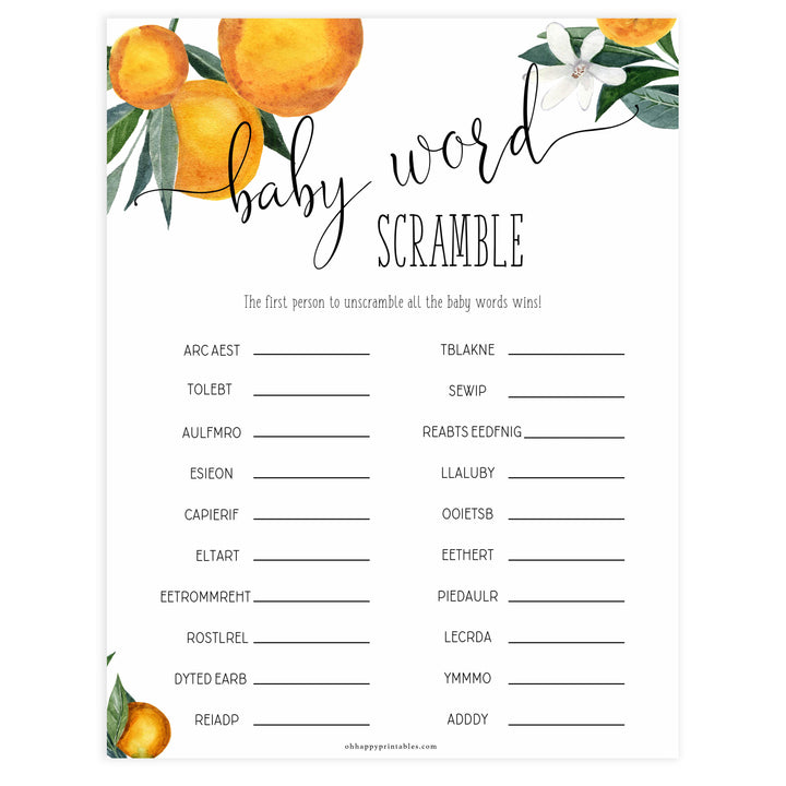 baby word scramble game, Printable baby shower games, little cutie baby games, baby shower games, fun baby shower ideas, top baby shower ideas, little cutie baby shower, baby shower games, fun little cutie baby shower ideas, citrus baby shower games, citrus baby shower, orange baby shower